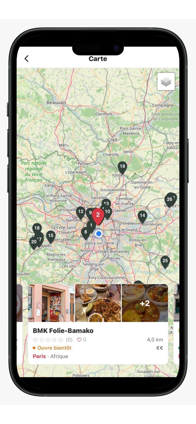 La carte des adresses